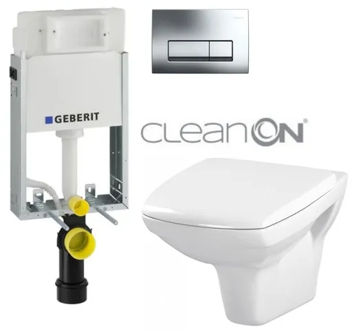 GEBERIT KOMBIFIXBasic vč. chromového tlačítka DELTA 51 + WC CERSANIT CLEANON CARINA  + SEDÁTKO 110.100.00.1 51CR CA1