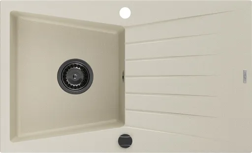 MEXEN/S Cesar granitový dřez 1 s odkapávačem 775 x 470 mm, béžová, + černý sifon 6514771010-69-B