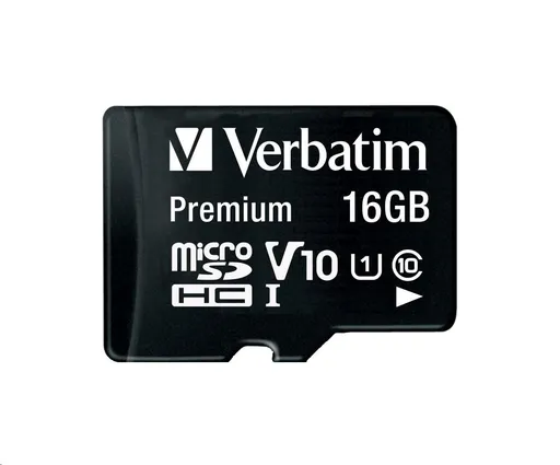 VERBATIM MicroSDHC karta 16GB Premium, U1 + SD adaptér