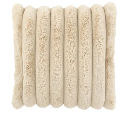 Béžový plyšový měkoučký žebrovaný polštář Soft Gio - 45*45 cm  J-Line by Jolipa