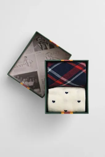 PONOŽKY GANT CHECK AND HEART SOCKS 2-PACK GB EVENING BLUE
