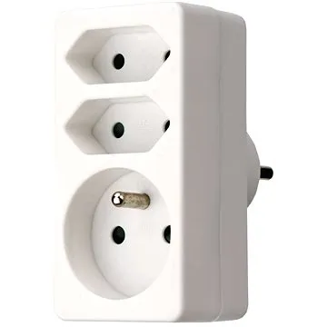 EMOS Rozbočovací zásuvka 2× plochá + 1× kulatá, bílá (1905030030)