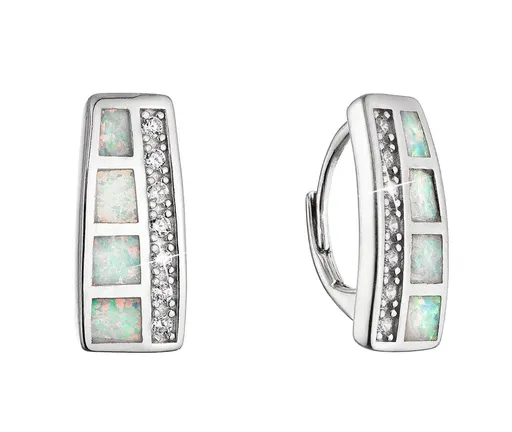 Evolution Group - Pavona Krásné stříbrné náušnice se syntetickými opály a zirkony 11535.1 white