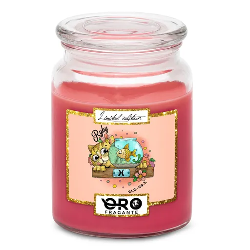 Svíčka Kočičí znamení – ryby (Vůně svíčky: Višně v čokoládě)