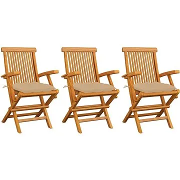 SHUMEE Křeslo zahradní s béžovými poduškami,  teak 3062532 - 3ks v balení (3062532)