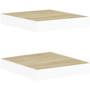 Shumee plovoucí nástěnné 2 ks dub a bílé 23×23,5×3,8 cm MDF, 326568 (326568)