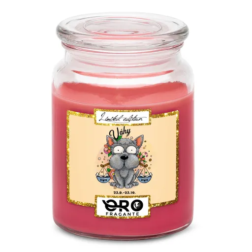 Svíčka Psí znamení – váhy (Vůně svíčky: Višně v čokoládě)