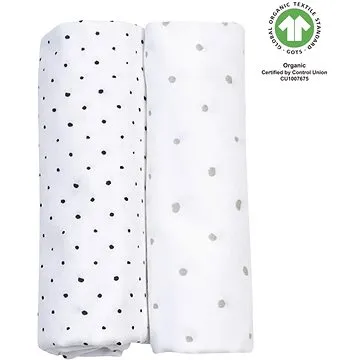 MOTHERHOOD mušelínové pleny BIO Grey and Black Dots 2 ks, 85 × 85 cm (5902627167706)