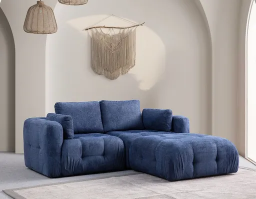 Rohová sedací souprava Amaris 2 Seater With Pouffe - Navy Blue
