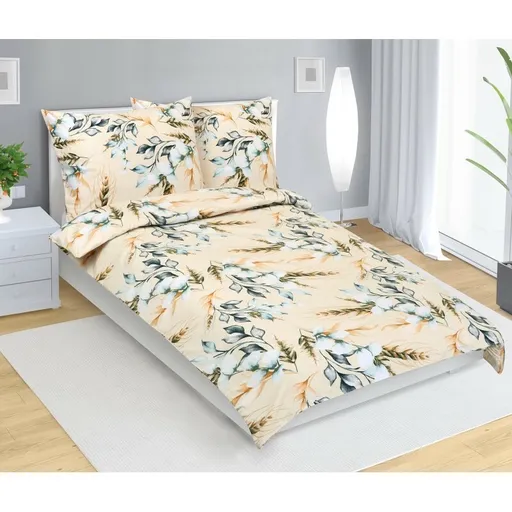 Bellatex Bavlněné povlečení Klas béžová, 140 x 220 cm, 70 x 90 cm, 140 x 220 cm, 70 x 90 cm