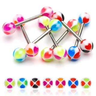 Piercing do jazyka srdíčka - Barva piercing: Černá - Červená