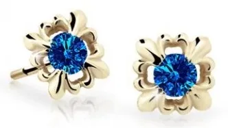 Cutie Jewellery Roztomilé dětské náušnice ze žlutého zlata C2212-30-X-1 modrá