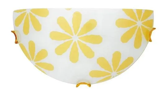 Stropní bílá žlutá s květinami nástěnná lampa Lucy