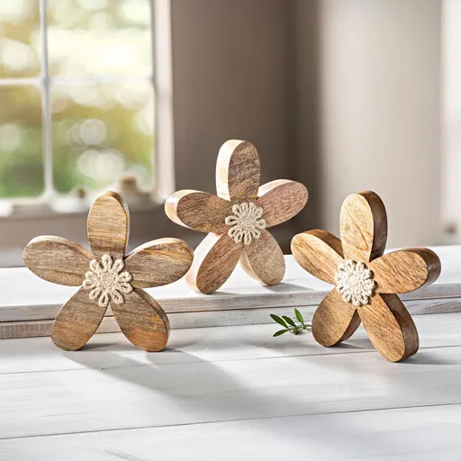 Weltbild Dřevěná dekorace Květ, 3 ks
