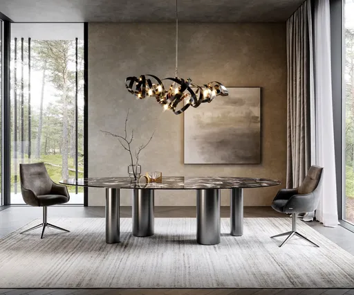 Jídelní stůl Edge Oval 280x130 keramika Iris FMG Agatablack