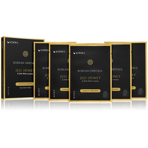 KORIKA Sada čisticích plátýnkových masek s Jeju medem a AHA, BHA komplexem Korean Heritage 5 × 25 g