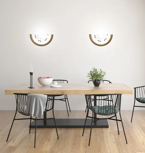 Polostropní lampa z dubového dřeva, nástěnná lampa Rustica