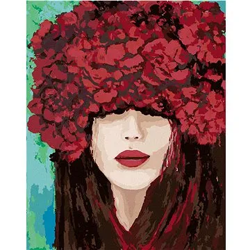 Zuty - Malování podle čísel - TVÁŘ S ČERVENÝMI RŮŽEMI, 80x100 cm, vypnuté plátno na rám (HRAmmb00813nad)