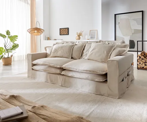 Pohovka Noelia 240x145 cm slonová kost s polštáři