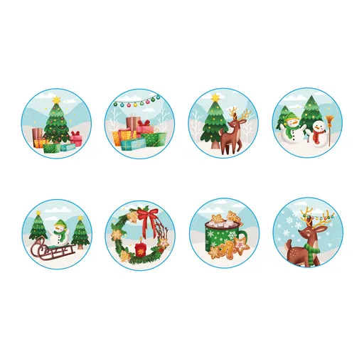 Dárkové nálepky 2,5cm TORO 200ks modré vánoční