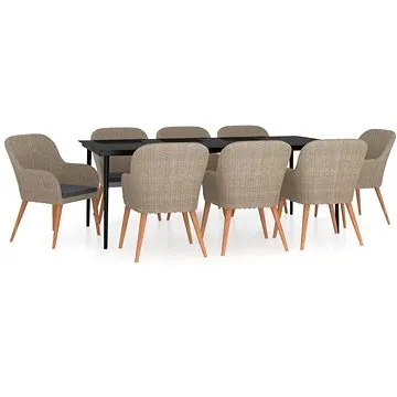 9dílný zahradní jídelní set s poduškami hnědý, 3099528 (3099528)