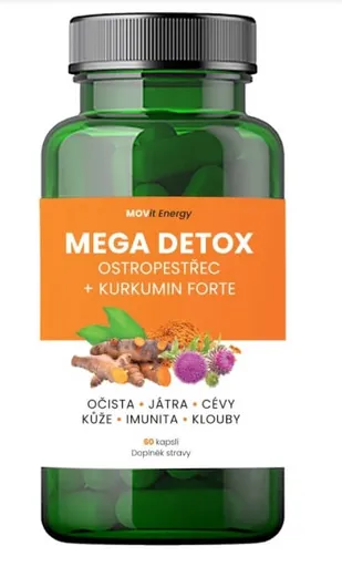 MOVit Energy Mega Detox Ostropestřec + Kurkumin FORTE 60 kapslí