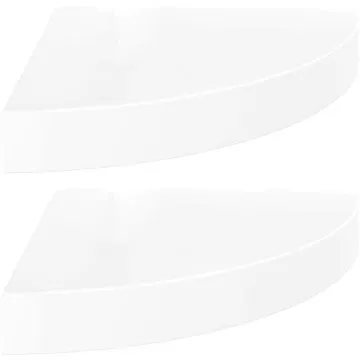Shumee plovoucí rohové 2 ks bílé vysoký lesk 25×25×3,8 cm MDF, 323887 (323887)