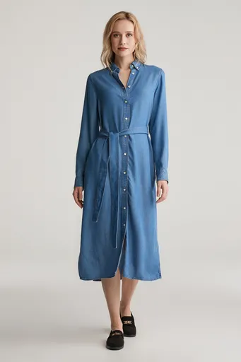 ŠATY GANT REG CHAMBRAY SHIRT DRESS LIGHT INDIGO