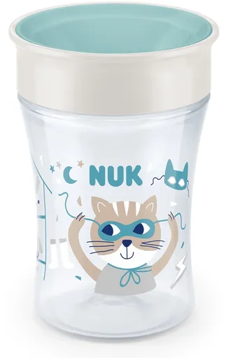 NUK hrnek Magic Cup s víčkem 230 ml - zelená, mix motivů (BABY8583d)