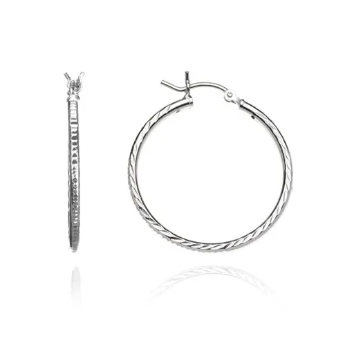 Kruhové náušnice ze stříbra 925 - vroubky a šikmé zářezy, 30 mm