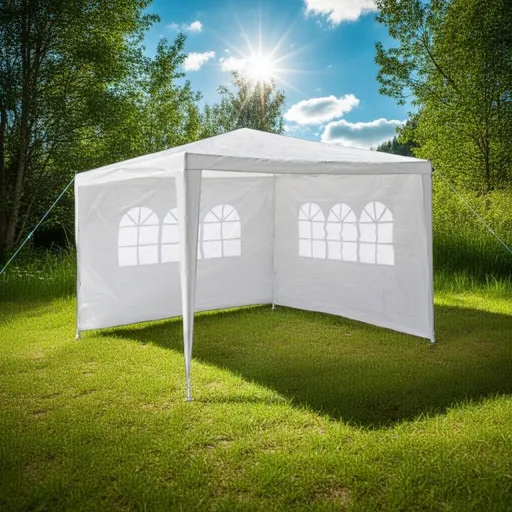 Párty stan 3×3 m – bílý PE, 2 bočnice s okny, klik systém