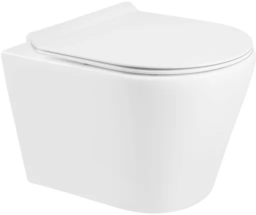 MEXEN/S Rico Závěsná WC mísa Rimless včetně sedátka s slow-slim, Duroplast, bílá 30720100