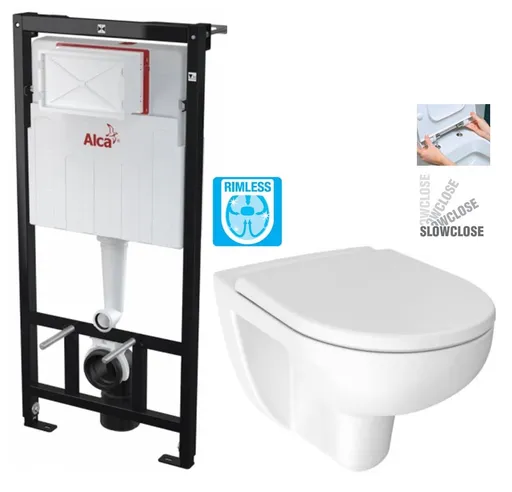 ALCA Sádromodul předstěnový instalační systém bez tlačítka + WC JIKA LYRA PLUS RIMLESS + SEDÁTKO DURAPLAST SLOWCLOSE AM101/1120 X LY2