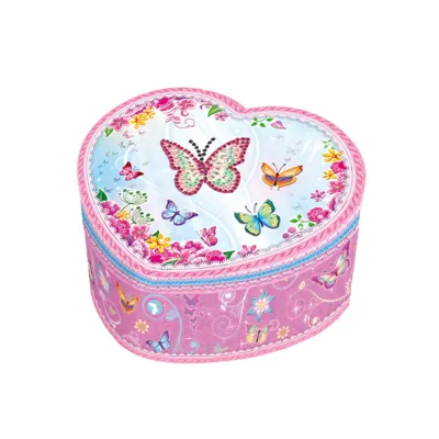 Hudební šperkovnice srdíčko motýlci