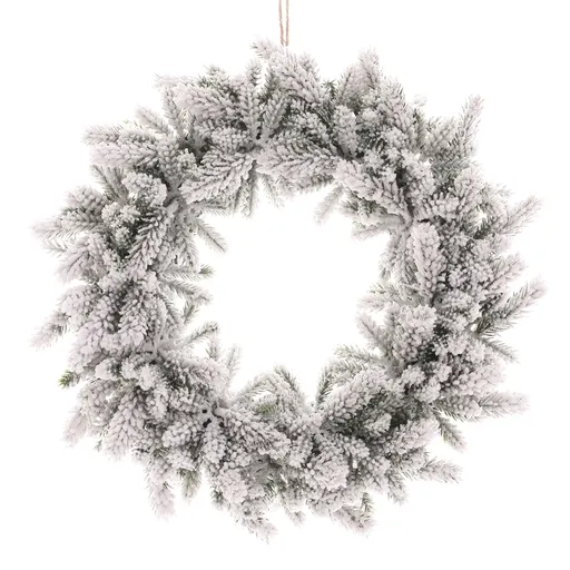 Umělý zasněžený věnec z jehličí, pr. 30 cm
