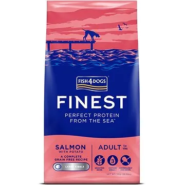 FISH4DOGS Granule velké pro dospělé psy Finest losos s bramborami 12 kg, 1+ (5056008807894)