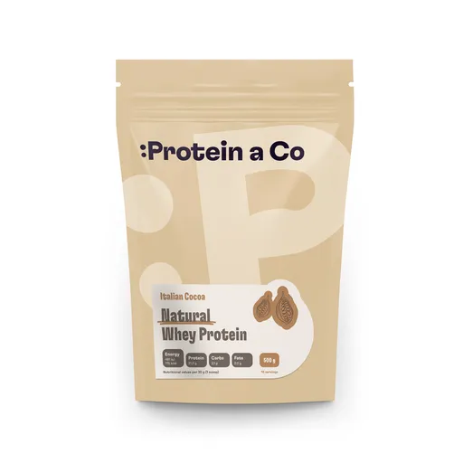 Protein a Co NATURAL WHEY – prémiový protein 500 g, Italian cocoa