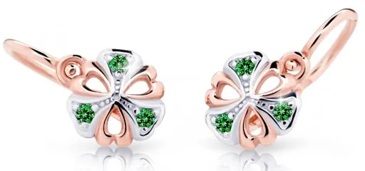 Cutie Jewellery Dětské bicolor náušnice z růžového zlata C2230-10-X-4 zelená