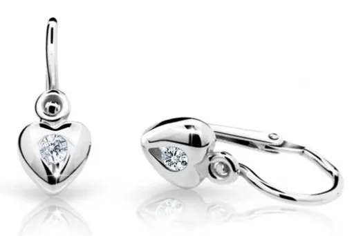 Cutie Diamonds Srdíčkové dětské náušnice z bílého zlata s brilianty DC1556-10-00-X-2