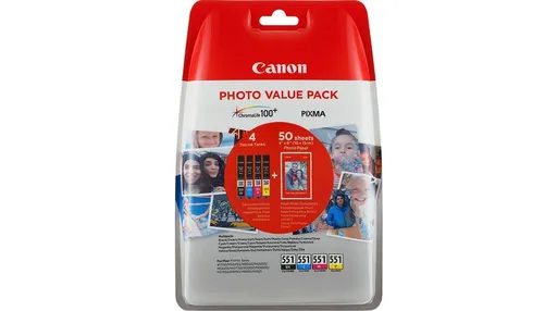 Canon CLI-551 Bk+C+M+Y 6508B005 multipack originální cartridge + fotopapír 50x (10x15)