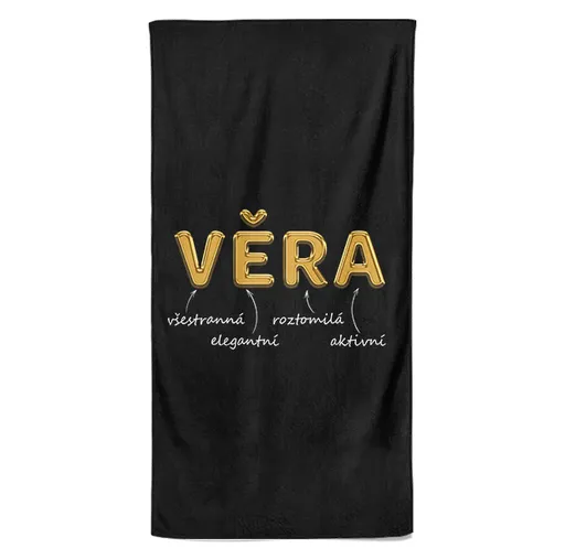 Osuška Ženská jména – GOLD (Jméno: Věra, Velikost osušky: 70x140cm)