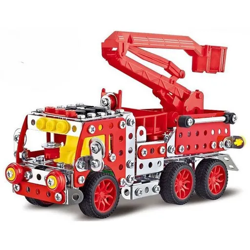 Stavebnice Malý mechanik hasičské auto s plošinou 328 ks
