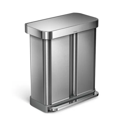 Simplehuman Pedálový odpadkový koš na  tříděný odpad, 58 l, kartáčovaná ocel, FPP