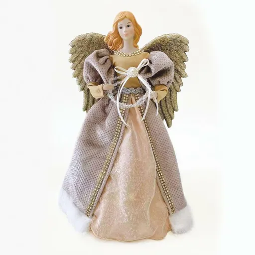 ACA Lighting Vánoční dekorace anděl na špici stromu se zlatými šaty 40cm X124005