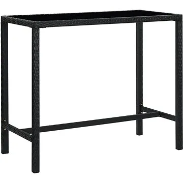 Zahradní barový stůl černý 130 × 60 × 110 cm polyratan a sklo, 313461 (313461)