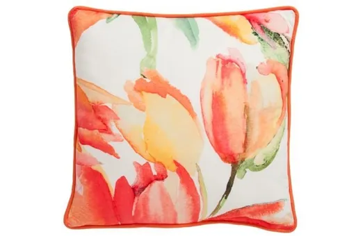 Polštář s výplní s tulipány -  45*45cm J-Line by Jolipa