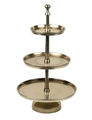 Zlatý antik kovový kulatý 3-patrový etažér Fanio - Ø27*48cm Mars & More