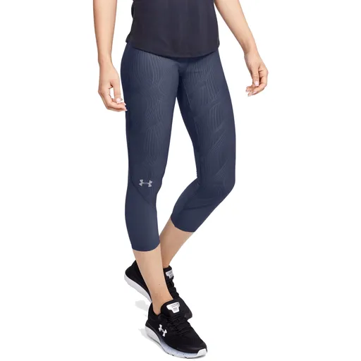 Dámské kompresní 3/4 legíny Under Armour W Fly Fast Jacquard Crop Blue Ink XS