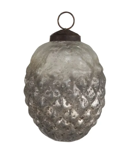 Stříbrná antik skleněná ozdoba šiška - 8*8*10 cm J-Line by Jolipa