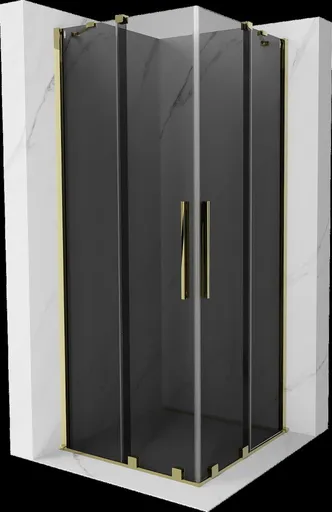 MEXEN/S Velar Duo sprchový kout, posuvné dveře 90 x 90, grafit, zlato 871-090-090-42-50